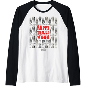 image:imageGood Luck Trolls Halloween Happy Trolloween Raglan Baseball TeeBlackWhite