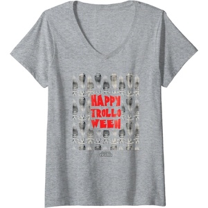 image:imageGood Luck Trolls Halloween Happy Trolloween VNeck TShirtHeather Grey