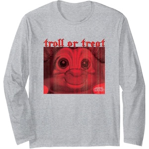 image:imageGood Luck Trolls Halloween TrollorTreat Long Sleeve TShirtHeather Grey