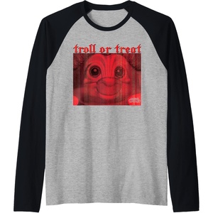 image:imageGood Luck Trolls Halloween TrollorTreat Raglan Baseball TeeBlackAthletic Heather