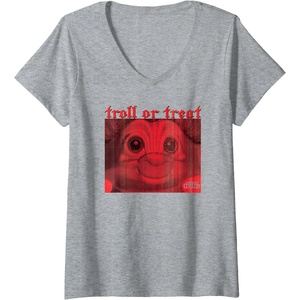 image:imageGood Luck Trolls Halloween TrollorTreat VNeck TShirtHeather Grey