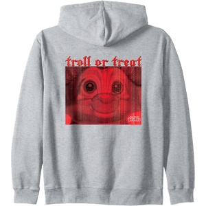 image:imageGood Luck Trolls Halloween TrollorTreat Zip HoodieHeather Grey