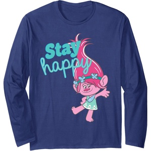 image:imageTrolls  Poppy Stay Happy Long Sleeve TShirtNavy Blue
