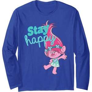 image:imageTrolls  Poppy Stay Happy Long Sleeve TShirtRoyal Blue
