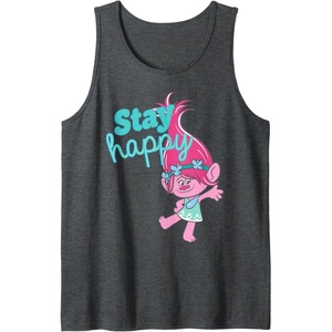 image:imageTrolls  Poppy Stay Happy Tank TopDark Heather Grey