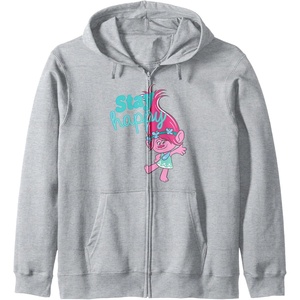 image:imageTrolls  Poppy Stay Happy Zip HoodieHeather Grey