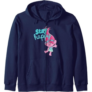 image:imageTrolls  Poppy Stay Happy Zip HoodieNavy Blue