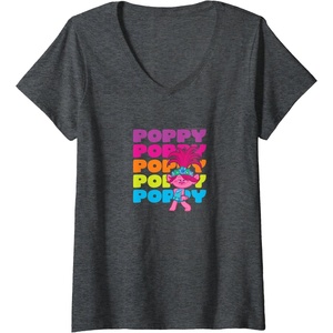 image:imageTrolls  Poppy VNeck TShirtDark Heather Grey