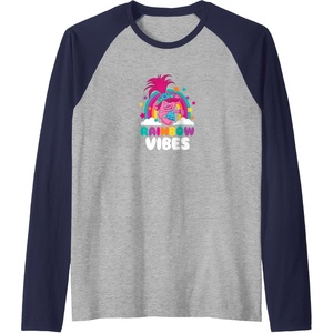 image:imageTrolls  Rainbow Vibes Raglan Baseball TeeNavy BlueAthletic Heather