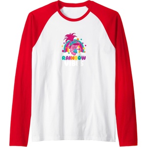 image:imageTrolls  Rainbow Vibes Raglan Baseball TeeRedWhite