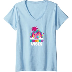 image:imageTrolls  Rainbow Vibes VNeck TShirtBaby Blue