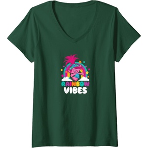 image:imageTrolls  Rainbow Vibes VNeck TShirtDark Green