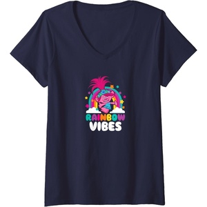 image:imageTrolls  Rainbow Vibes VNeck TShirtNavy Blue