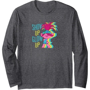 image:imageTrolls  Show Up Glow Up Long Sleeve TShirtDark Heather Grey