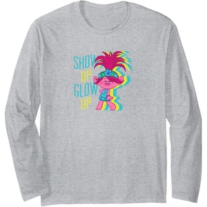 image:imageTrolls  Show Up Glow Up Long Sleeve TShirtHeather Grey