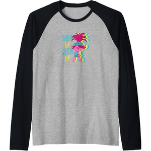 image:imageTrolls  Show Up Glow Up Raglan Baseball TeeBlackAthletic Heather