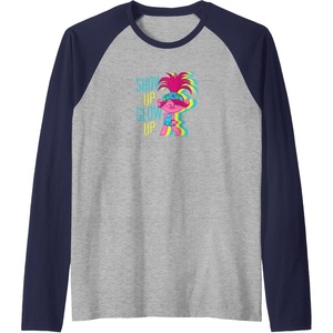 image:imageTrolls  Show Up Glow Up Raglan Baseball TeeNavy BlueAthletic Heather