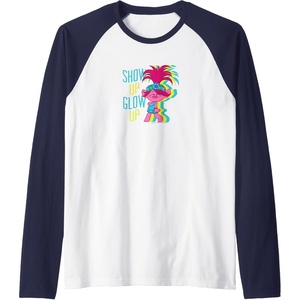 image:imageTrolls  Show Up Glow Up Raglan Baseball TeeNavy BlueWhite