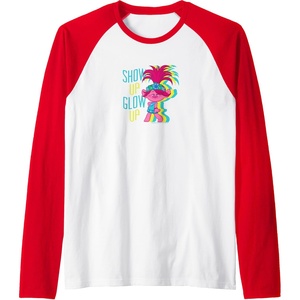 image:imageTrolls  Show Up Glow Up Raglan Baseball TeeRedWhite