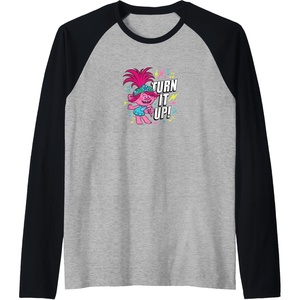image:imageTrolls  Turn It Up Raglan Baseball TeeBlackAthletic Heather