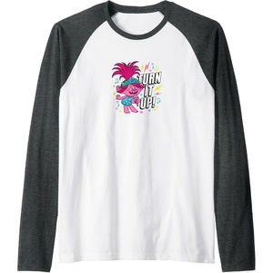 image:imageTrolls  Turn It Up Raglan Baseball TeeDark Heather GreyWhite