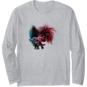 image:imageTrolls World Tour  Branch amp Poppy Long Sleeve TShirtHeather Grey