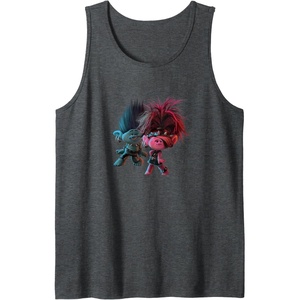 image:imageTrolls World Tour  Branch amp Poppy Pose Tank TopDark Heather Grey