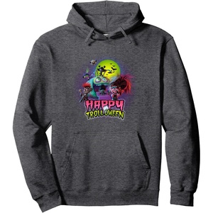 image:imageTrolls World Tour  Happy Trolloween Pullover HoodieDark Heather Grey