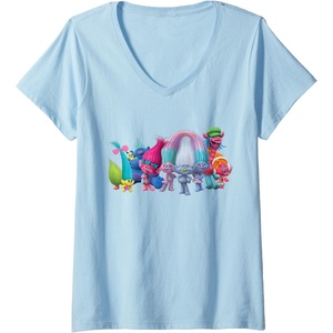 image:imageWomens DreamWorks Trolls All Troll Friends VNeck TShirtBaby Blue