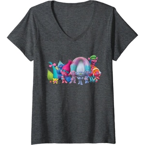 image:imageWomens DreamWorks Trolls All Troll Friends VNeck TShirtDark Heather Grey