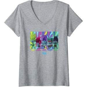 image:imageWomens DreamWorks Trolls Band Together BroZone Band Members VNeck TShirtHeather Grey