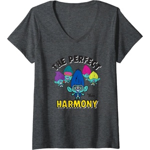 image:imageWomens DreamWorks Trolls Band Together BroZone Perfect Harmony VNeck TShirtDark Heather Grey