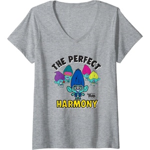 image:imageWomens DreamWorks Trolls Band Together BroZone Perfect Harmony VNeck TShirtHeather Grey