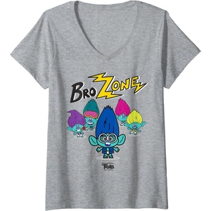 image:imageWomens DreamWorks Trolls Band Together BroZone Spotlight VNeck TShirtHeather Grey