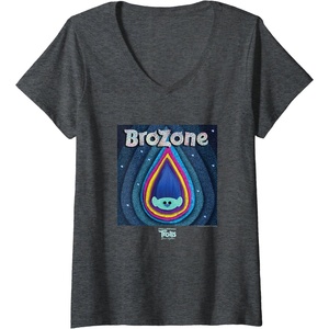 image:imageWomens DreamWorks Trolls Band Together Brozone Baby Branch VNeck TShirtDark Heather Grey