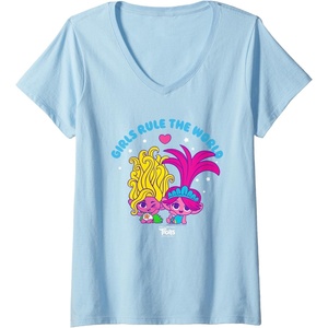 image:imageWomens DreamWorks Trolls Band Together Girls Rule the World VNeck TShirtBaby Blue
