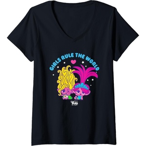 image:imageWomens DreamWorks Trolls Band Together Girls Rule the World VNeck TShirtBlack
