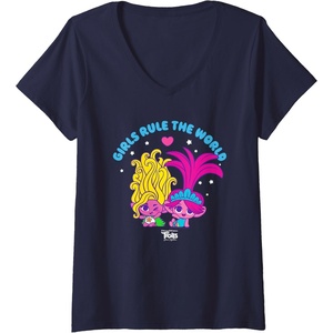 image:imageWomens DreamWorks Trolls Band Together Girls Rule the World VNeck TShirtNavy Blue