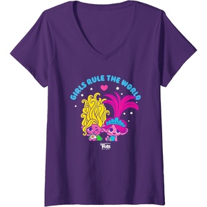 image:imageWomens DreamWorks Trolls Band Together Girls Rule the World VNeck TShirtPurple