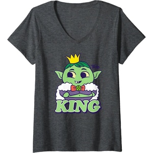 image:imageWomens DreamWorks Trolls Band Together King Gristle VNeck TShirtDark Heather Grey