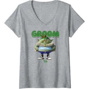 image:imageWomens DreamWorks Trolls Band Together King Gristle VNeck TShirtHeather Grey