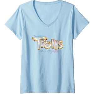 image:imageWomens DreamWorks Trolls Band Together Movie Logo VNeck TShirtBaby Blue