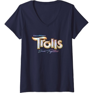 image:imageWomens DreamWorks Trolls Band Together Movie Logo VNeck TShirtNavy Blue