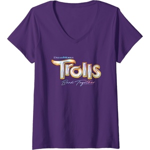 image:imageWomens DreamWorks Trolls Band Together Movie Logo VNeck TShirtPurple