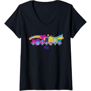 image:imageWomens DreamWorks Trolls Band Together Rainbow VNeck TShirtBlack
