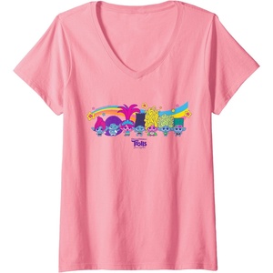 image:imageWomens DreamWorks Trolls Band Together Rainbow VNeck TShirtPink