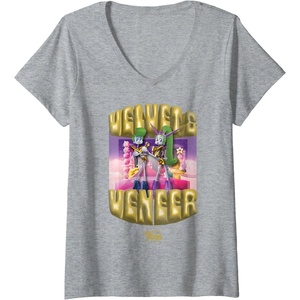 image:imageWomens DreamWorks Trolls Band Together Velvet and Veneer VNeck TShirtHeather Grey