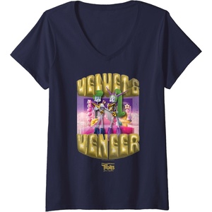 image:imageWomens DreamWorks Trolls Band Together Velvet and Veneer VNeck TShirtNavy Blue