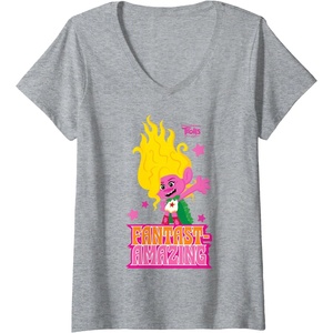image:imageWomens DreamWorks Trolls Band Together Viva FatastAmazing VNeck TShirtHeather Grey