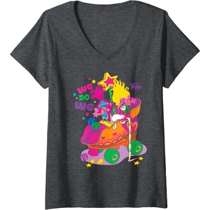 image:imageWomens DreamWorks Trolls Band Together We Do We Poppy and Viva VNeck TShirtDark Heather Grey
